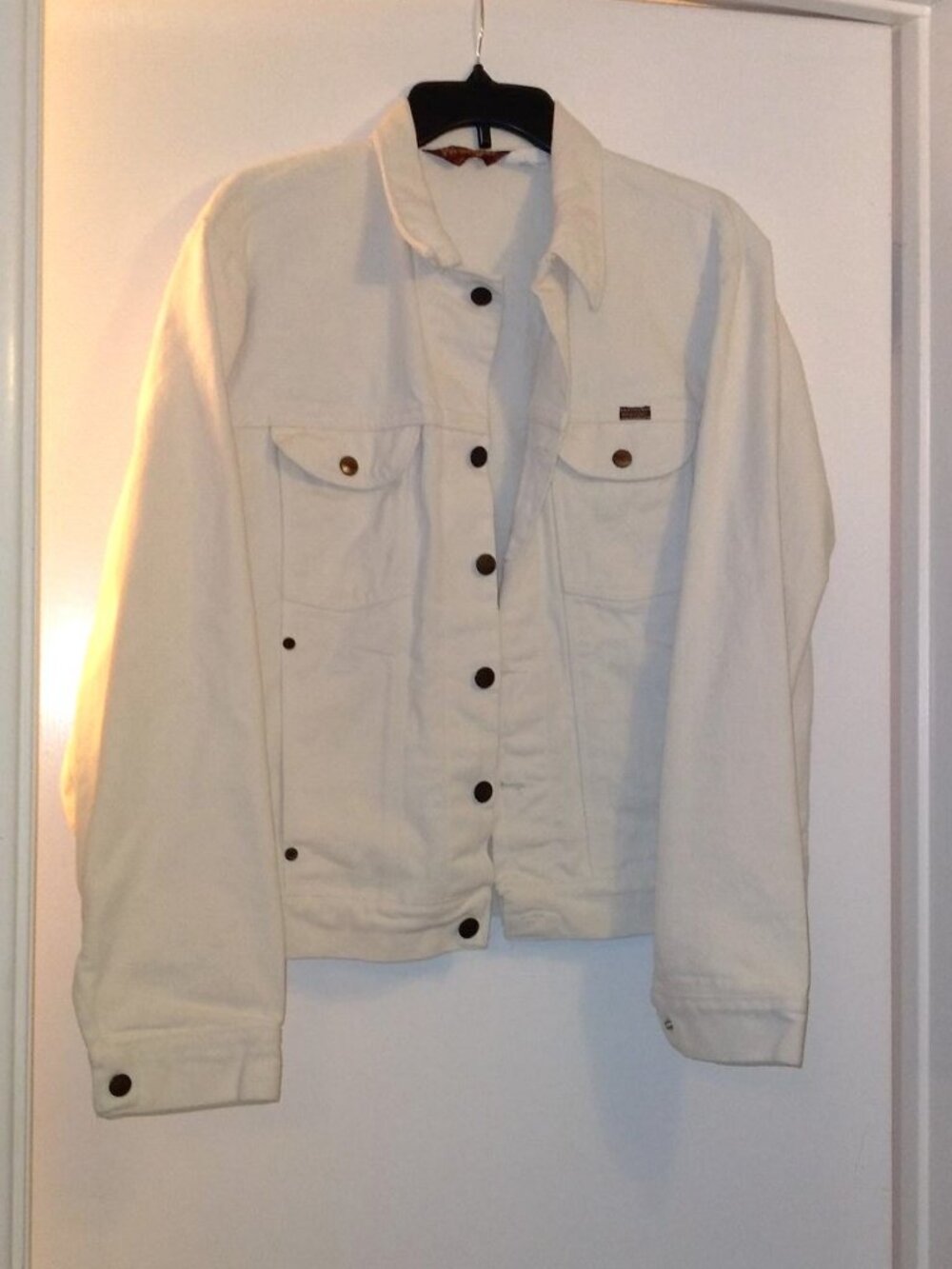 Vintage Wrangler White Denim Cowboy Cut Unlined Jacket - Model 74115NT - Size L